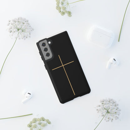 Minimalist Cross Phone Case, Tough iPhone Cover for Faithful Souls, Gift for Christians, Stylish Tech Accessories, Modern Christian Design