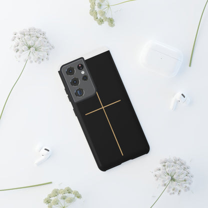 Minimalist Cross Phone Case, Tough iPhone Cover for Faithful Souls, Gift for Christians, Stylish Tech Accessories, Modern Christian Design
