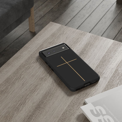 Minimalist Cross Phone Case, Tough iPhone Cover for Faithful Souls, Gift for Christians, Stylish Tech Accessories, Modern Christian Design