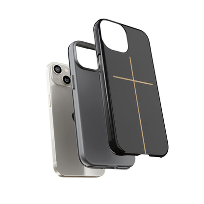 Minimalist Cross Phone Case, Tough iPhone Cover for Faithful Souls, Gift for Christians, Stylish Tech Accessories, Modern Christian Design