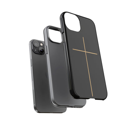 Minimalist Cross Phone Case, Tough iPhone Cover for Faithful Souls, Gift for Christians, Stylish Tech Accessories, Modern Christian Design