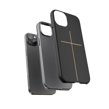 Minimalist Cross Phone Case, Tough iPhone Cover for Faithful Souls, Gift for Christians, Stylish Tech Accessories, Modern Christian Design