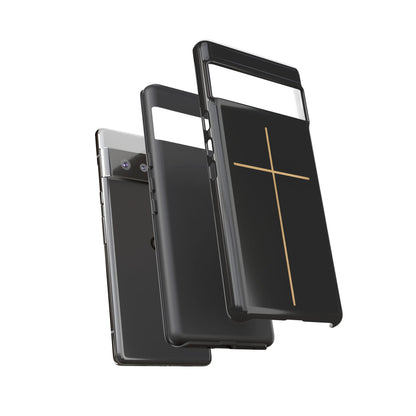 Minimalist Cross Phone Case, Tough iPhone Cover for Faithful Souls, Gift for Christians, Stylish Tech Accessories, Modern Christian Design