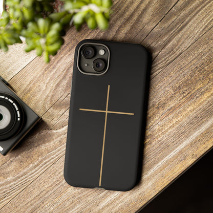 Minimalist Cross Phone Case, Tough iPhone Cover for Faithful Souls, Gift for Christians, Stylish Tech Accessories, Modern Christian Design