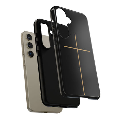 Minimalist Cross Phone Case, Tough iPhone Cover for Faithful Souls, Gift for Christians, Stylish Tech Accessories, Modern Christian Design