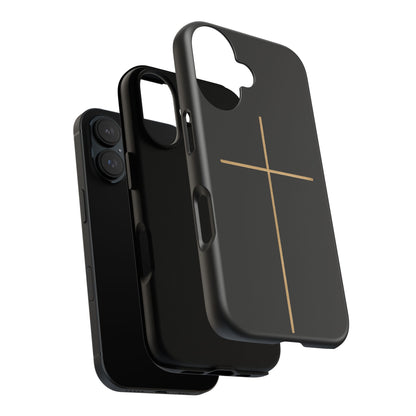 Minimalist Cross Phone Case, Tough iPhone Cover for Faithful Souls, Gift for Christians, Stylish Tech Accessories, Modern Christian Design