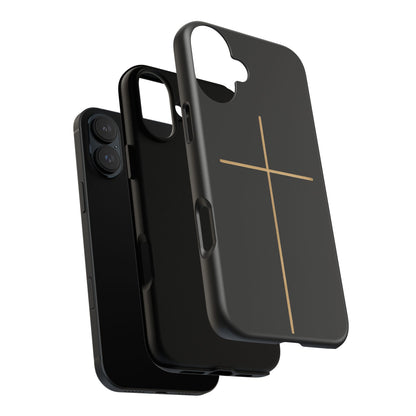 Minimalist Cross Phone Case, Tough iPhone Cover for Faithful Souls, Gift for Christians, Stylish Tech Accessories, Modern Christian Design