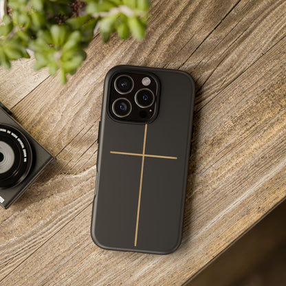 Minimalist Cross Phone Case, Tough iPhone Cover for Faithful Souls, Gift for Christians, Stylish Tech Accessories, Modern Christian Design