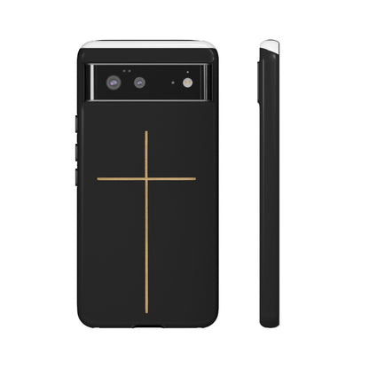 Minimalist Cross Phone Case, Tough iPhone Cover for Faithful Souls, Gift for Christians, Stylish Tech Accessories, Modern Christian Design