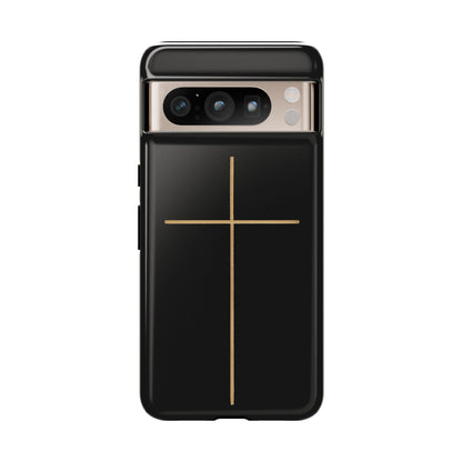 Minimalist Cross Phone Case, Tough iPhone Cover for Faithful Souls, Gift for Christians, Stylish Tech Accessories, Modern Christian Design
