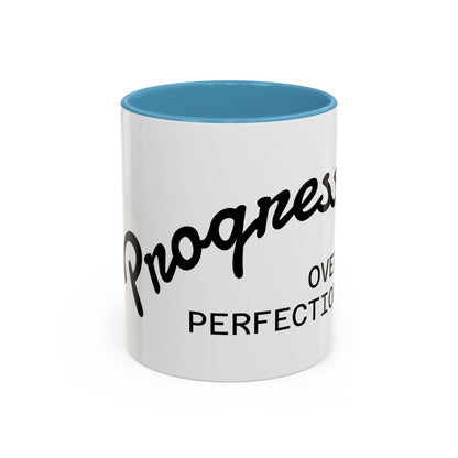 Motivational Accent Coffee Mug "Progress over Perfection"