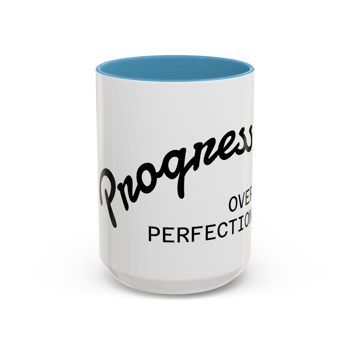 Motivational Accent Coffee Mug "Progress over Perfection"