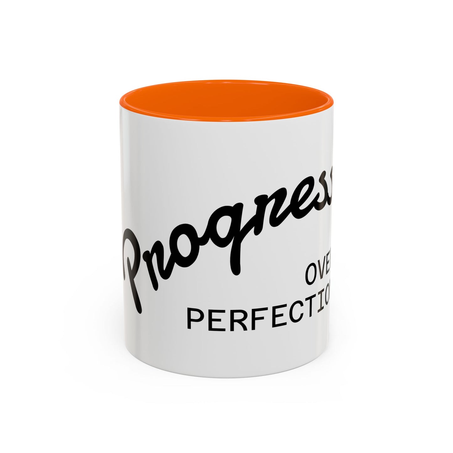 Motivational Accent Coffee Mug "Progress over Perfection"