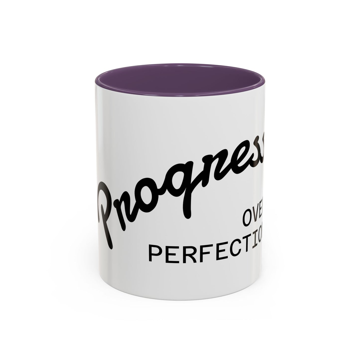 Motivational Accent Coffee Mug "Progress over Perfection"
