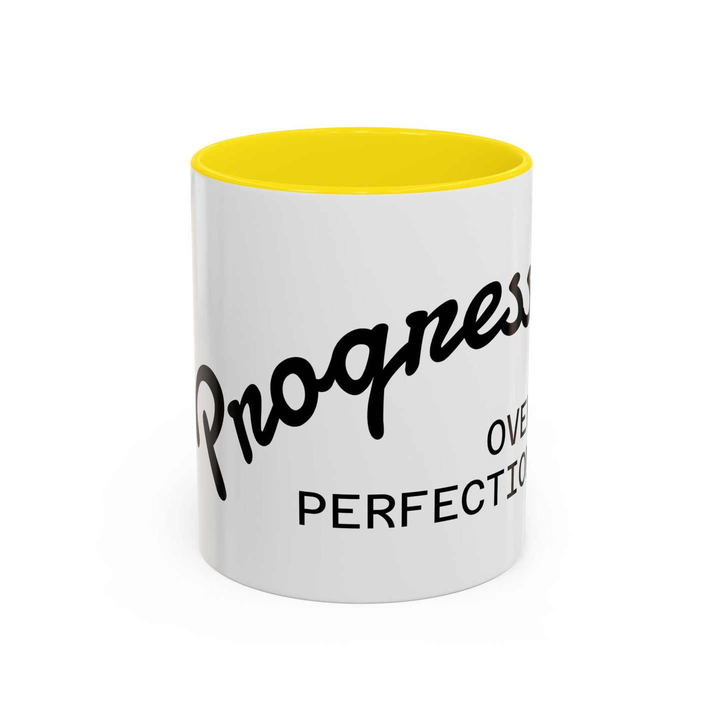 Motivational Accent Coffee Mug "Progress over Perfection"