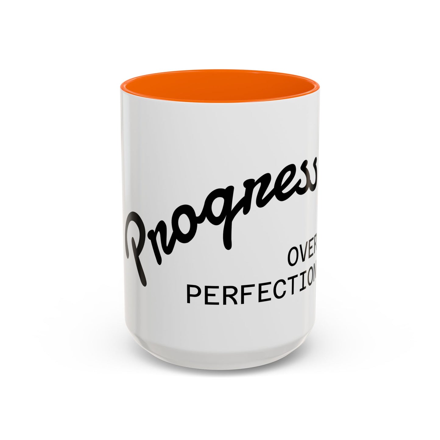 Motivational Accent Coffee Mug "Progress over Perfection"