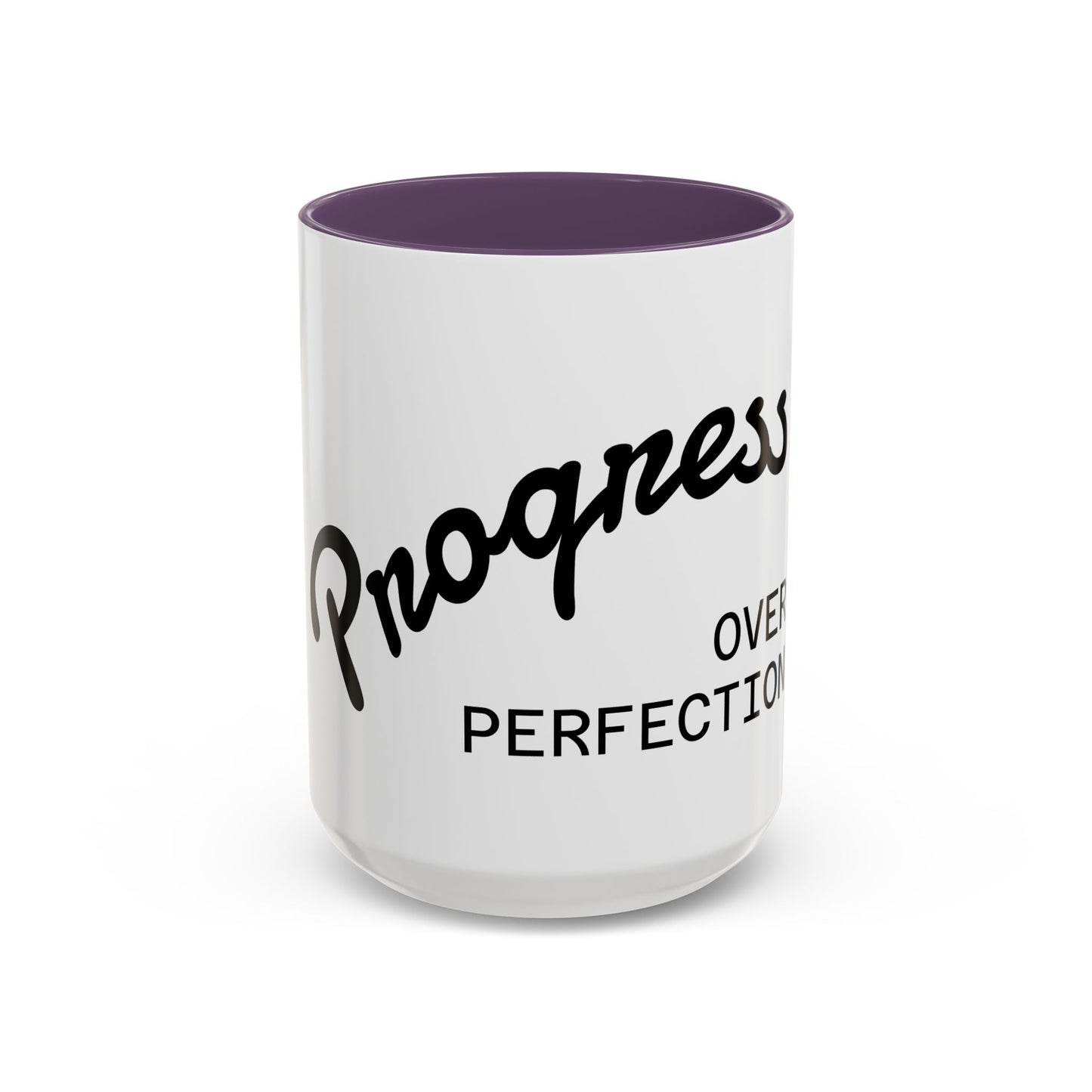 Motivational Accent Coffee Mug "Progress over Perfection"