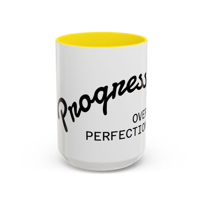 Motivational Accent Coffee Mug "Progress over Perfection"