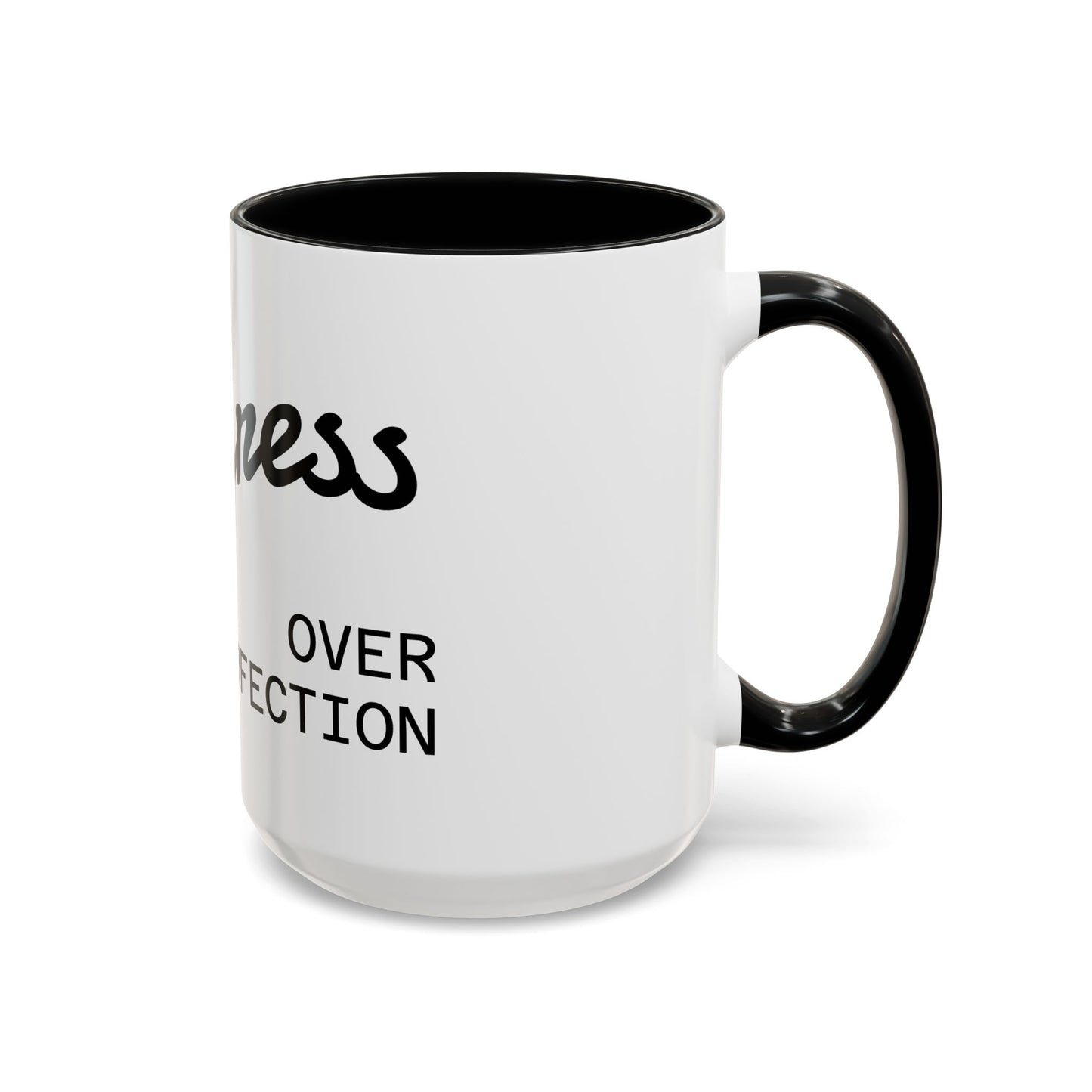 Motivational Accent Coffee Mug "Progress over Perfection"