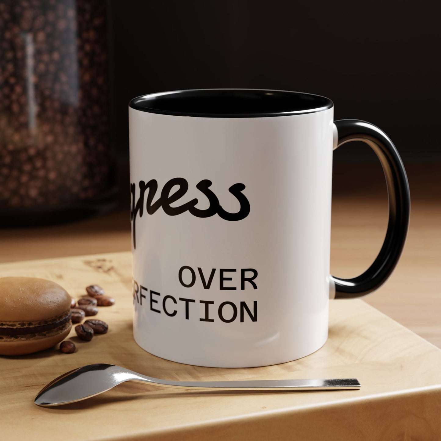 Motivational Accent Coffee Mug "Progress over Perfection"