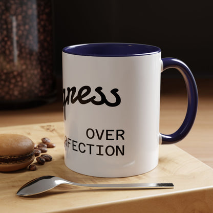 Motivational Accent Coffee Mug "Progress over Perfection"