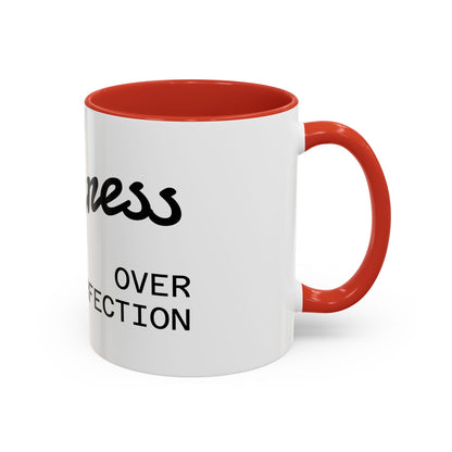 Motivational Accent Coffee Mug "Progress over Perfection"