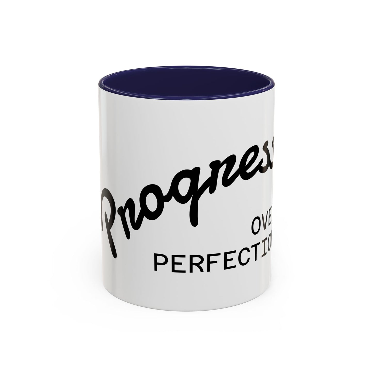 Motivational Accent Coffee Mug "Progress over Perfection"