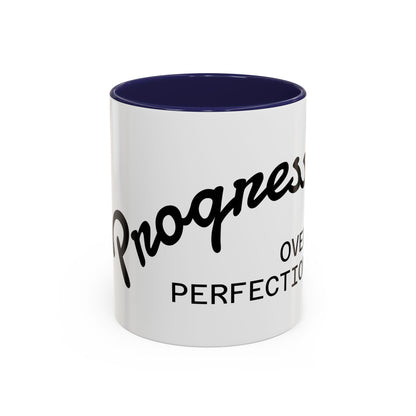 Motivational Accent Coffee Mug "Progress over Perfection"