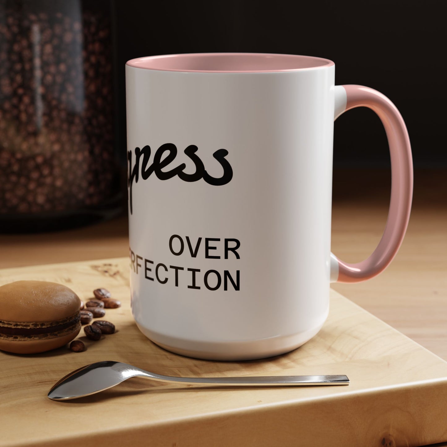 Motivational Accent Coffee Mug "Progress over Perfection"