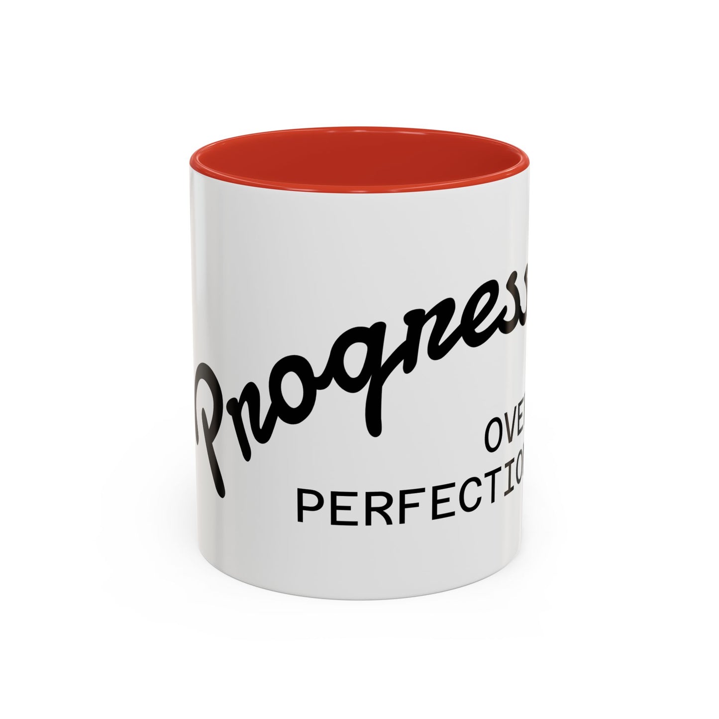 Motivational Accent Coffee Mug "Progress over Perfection"