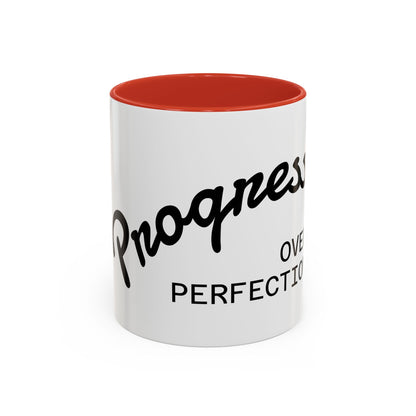 Motivational Accent Coffee Mug "Progress over Perfection"