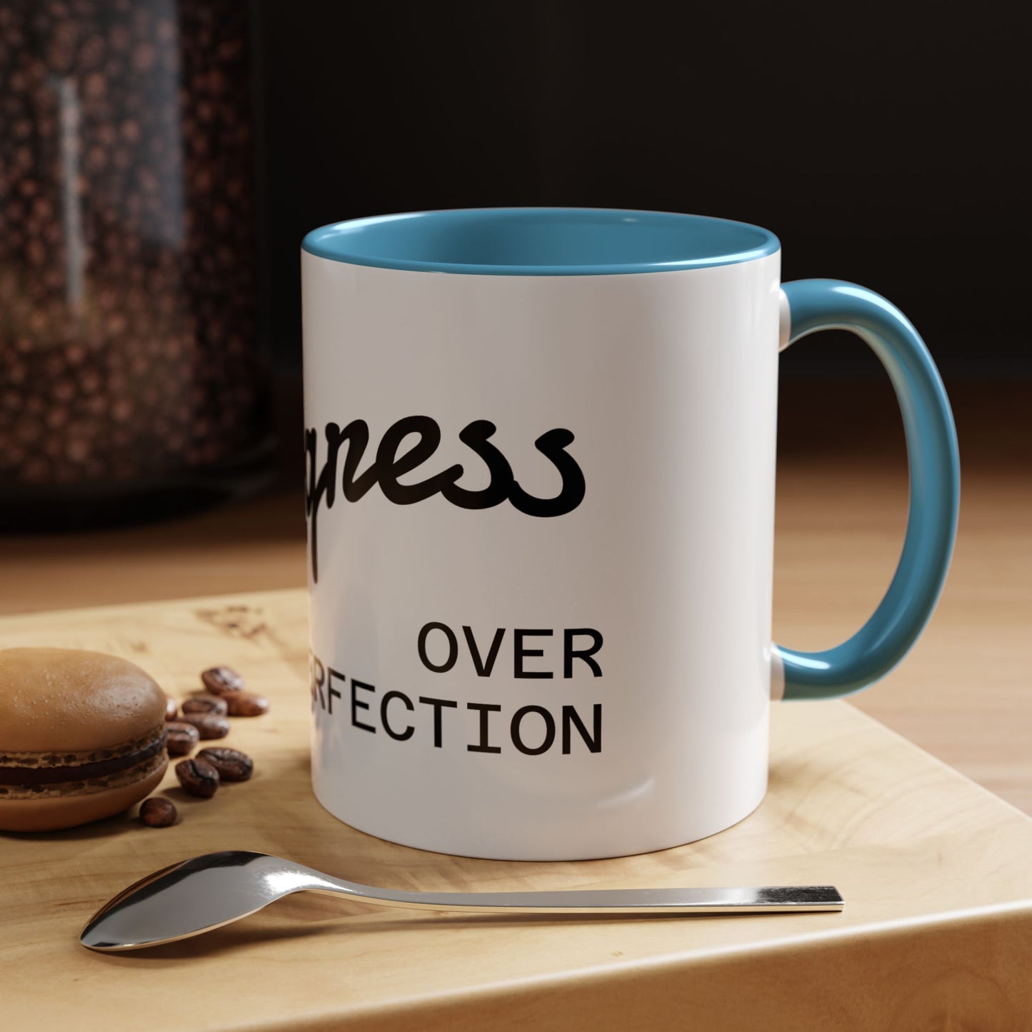 Motivational Accent Coffee Mug "Progress over Perfection"