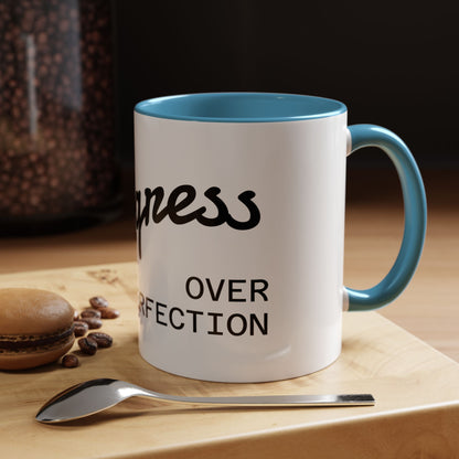 Motivational Accent Coffee Mug "Progress over Perfection"