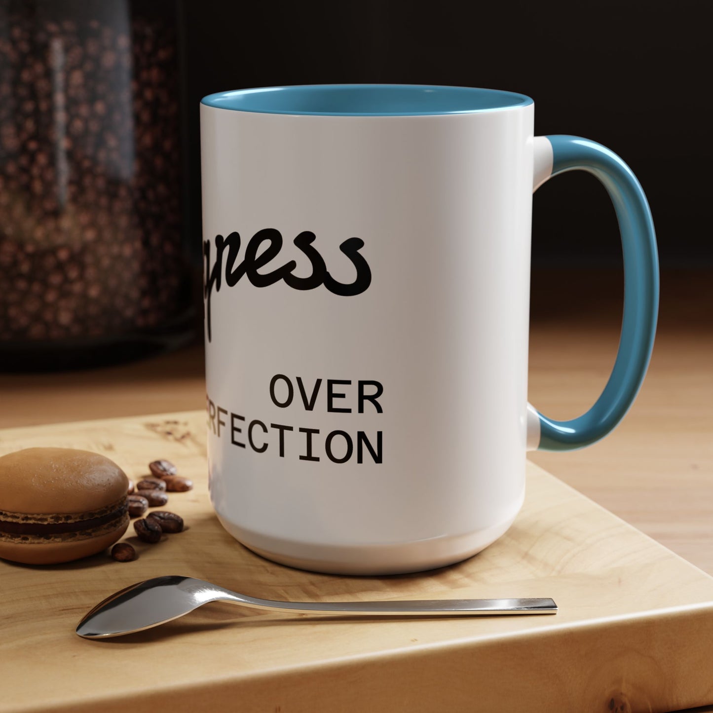 Motivational Accent Coffee Mug "Progress over Perfection"