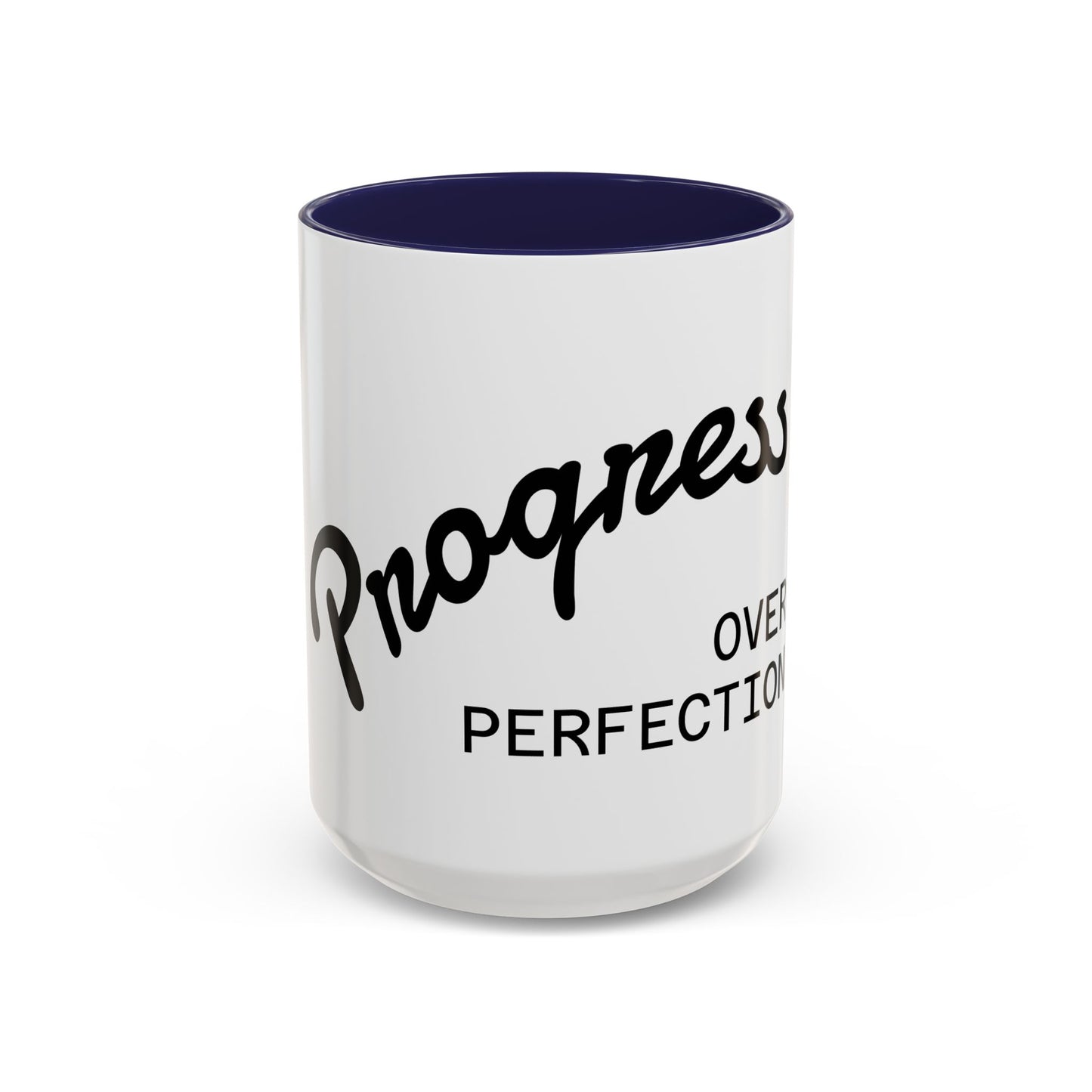Motivational Accent Coffee Mug "Progress over Perfection"