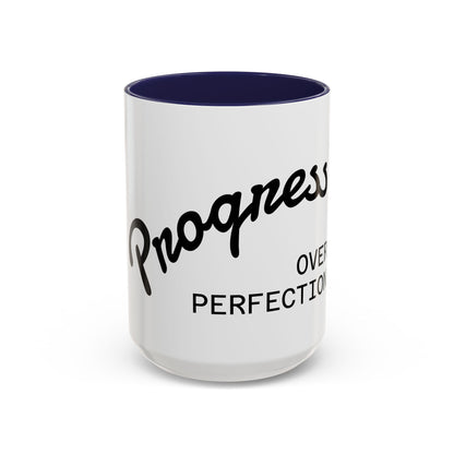 Motivational Accent Coffee Mug "Progress over Perfection"