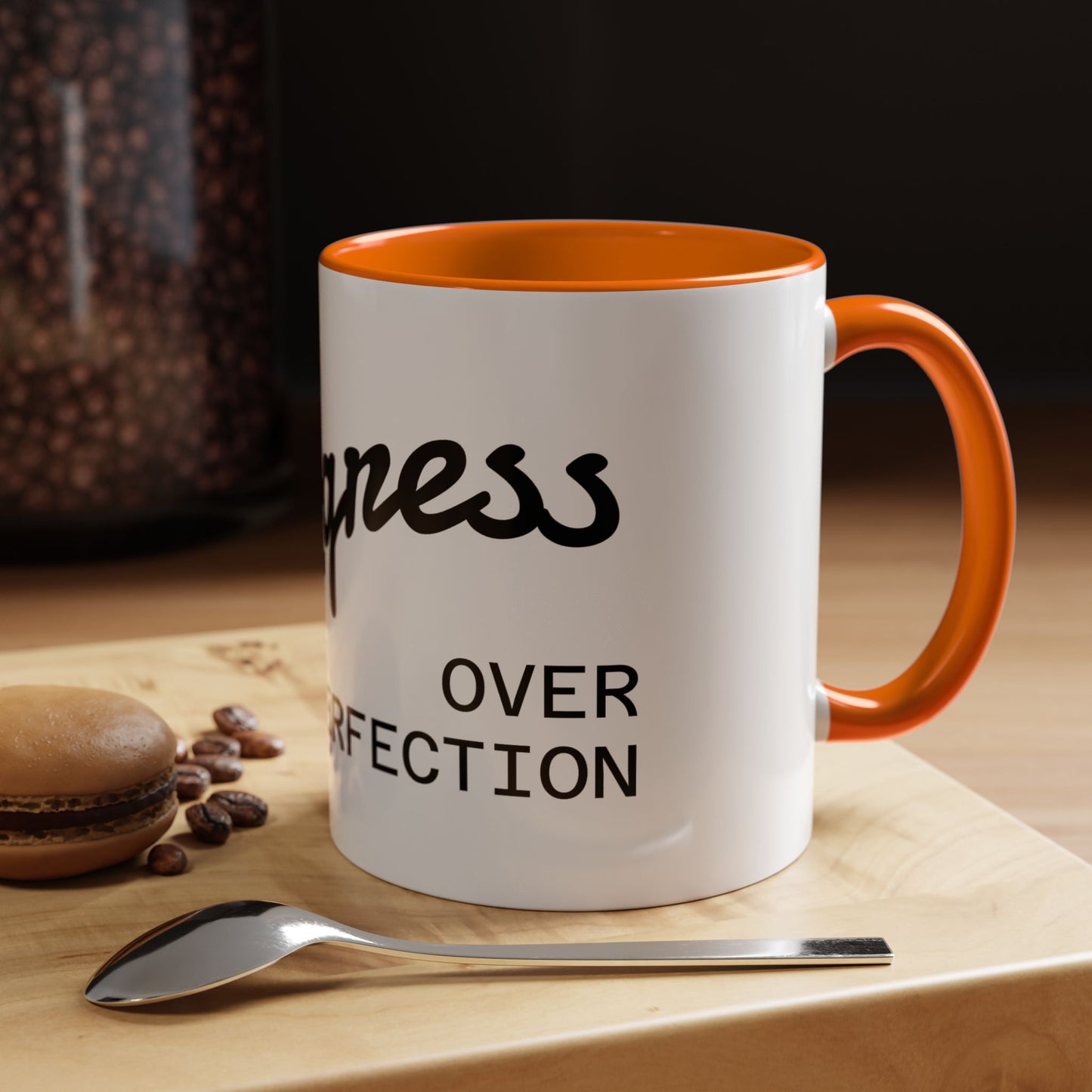 Motivational Accent Coffee Mug "Progress over Perfection"