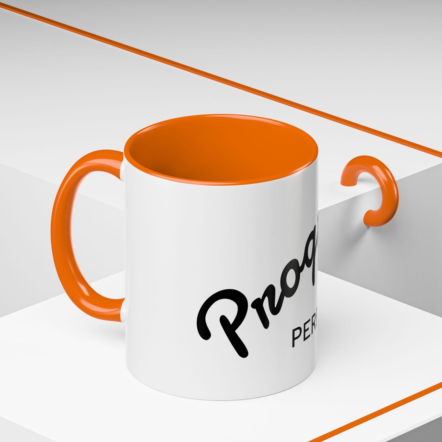 Motivational Accent Coffee Mug "Progress over Perfection"