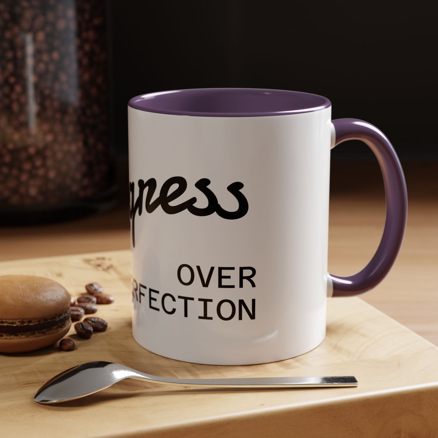 Motivational Accent Coffee Mug "Progress over Perfection"