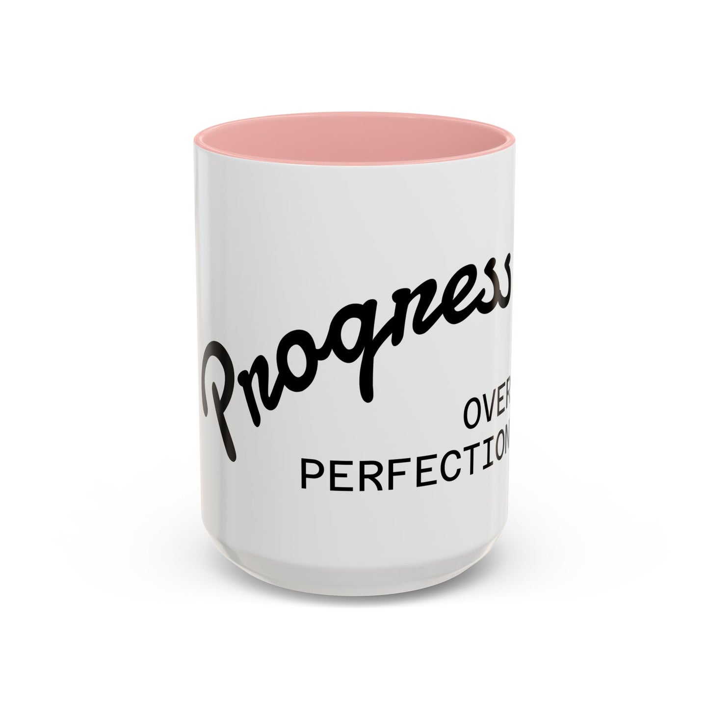 Motivational Accent Coffee Mug "Progress over Perfection"
