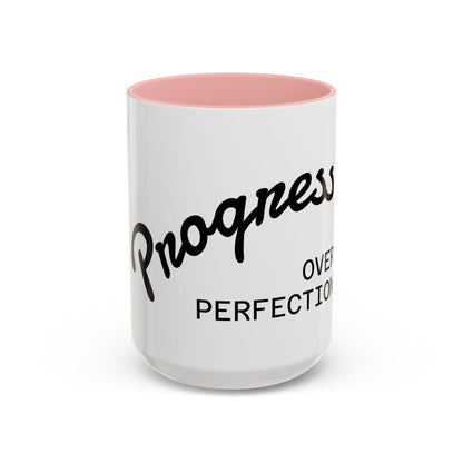 Motivational Accent Coffee Mug "Progress over Perfection"