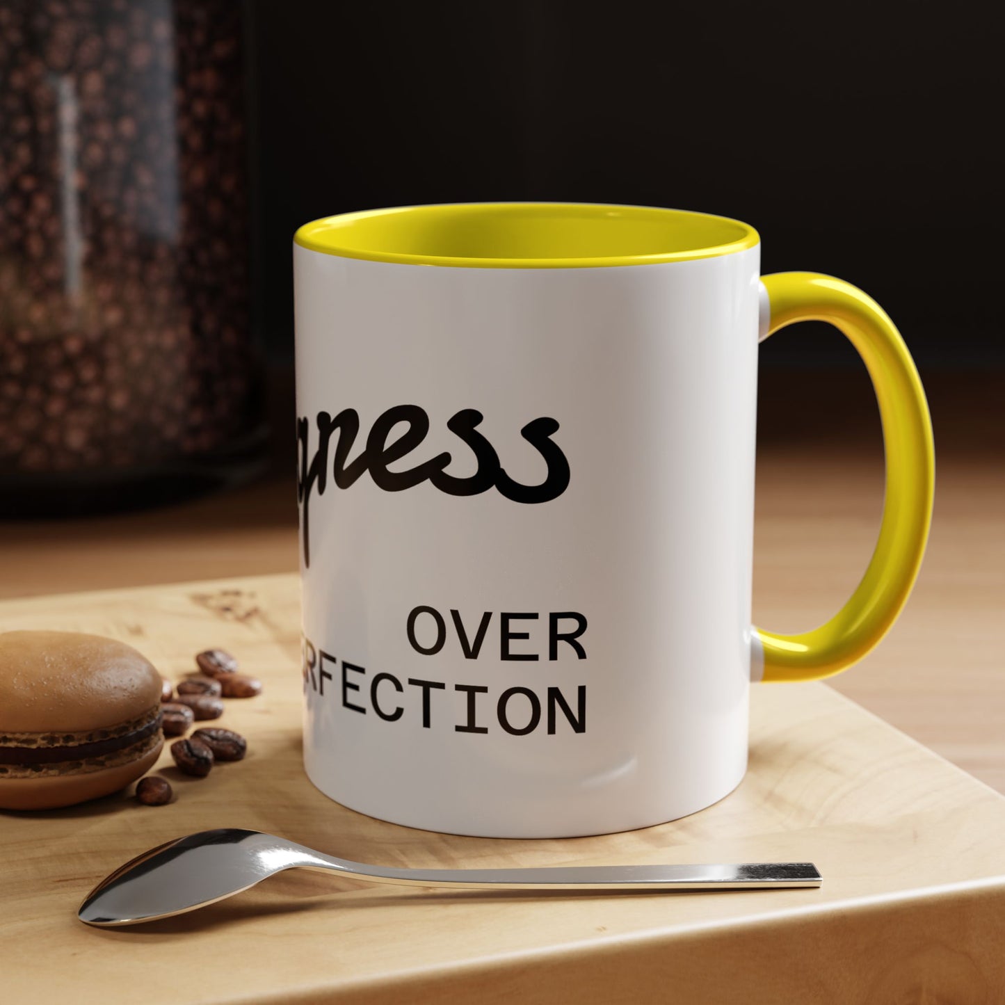 Motivational Accent Coffee Mug "Progress over Perfection"