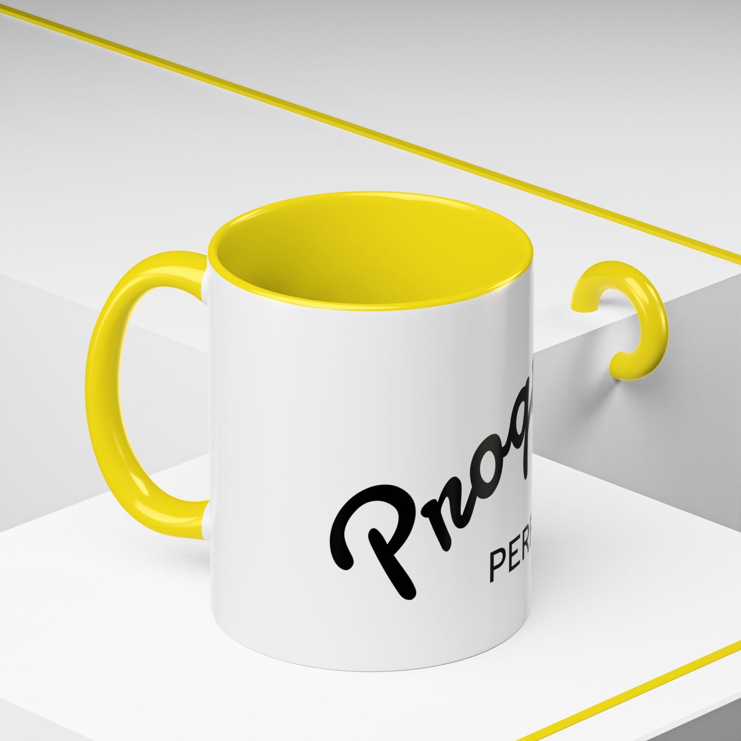 Motivational Accent Coffee Mug "Progress over Perfection"