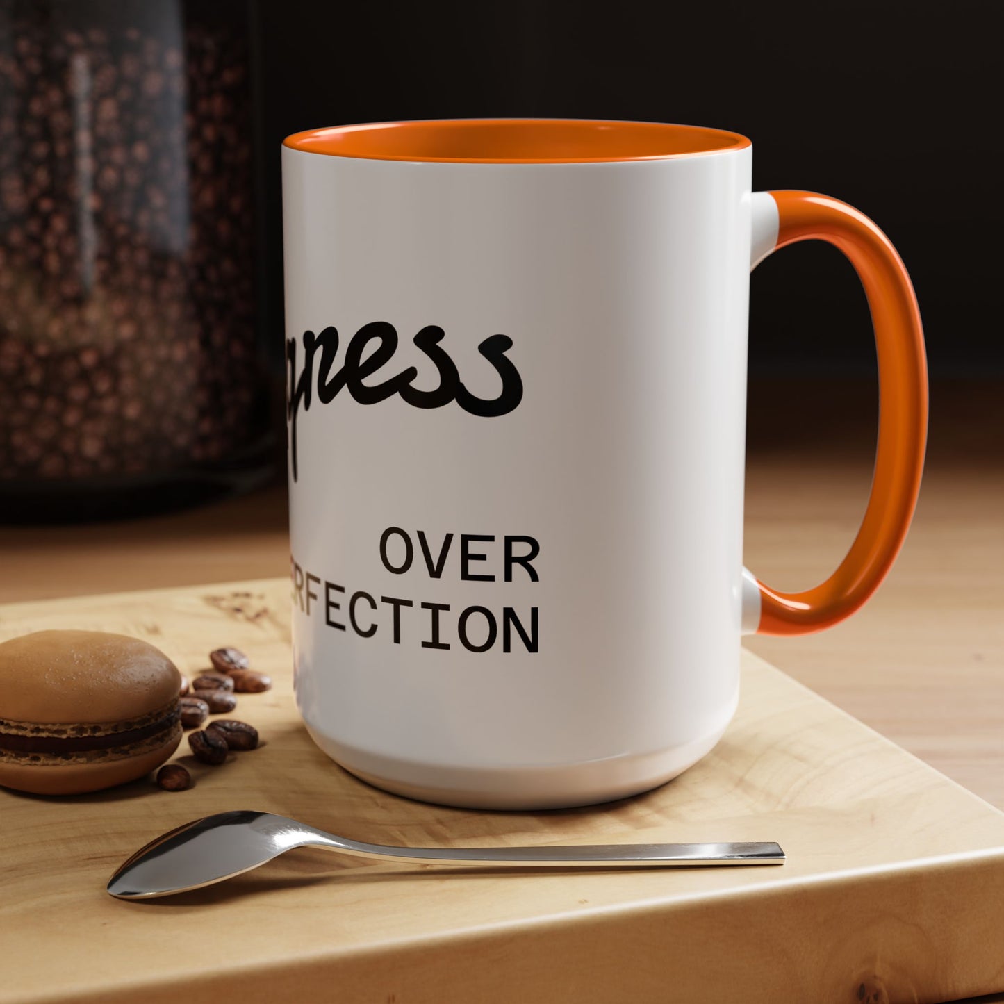 Motivational Accent Coffee Mug "Progress over Perfection"