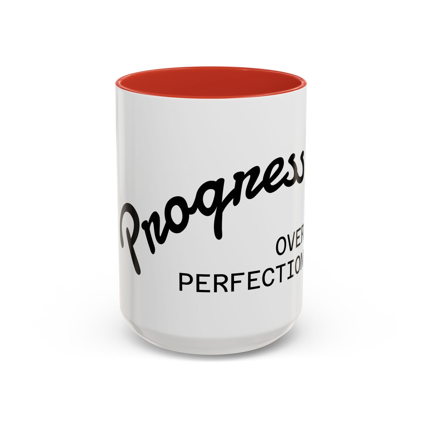 Motivational Accent Coffee Mug "Progress over Perfection"