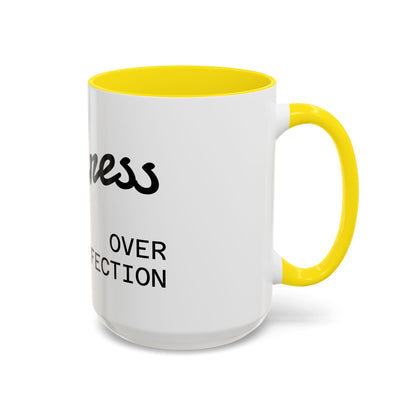 Motivational Accent Coffee Mug "Progress over Perfection"