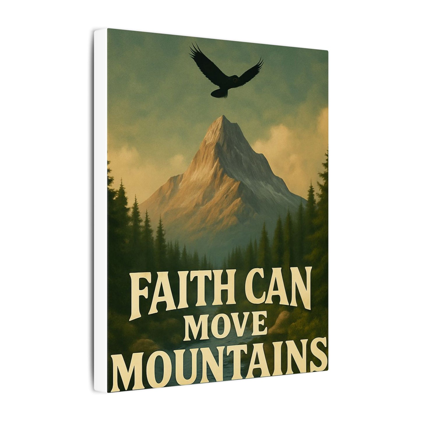 Motivational Wall Art Canvas, Inspirational Nature Decor, Faith Can Move Mountains, Living Room Wall Art, Home Office Decoration