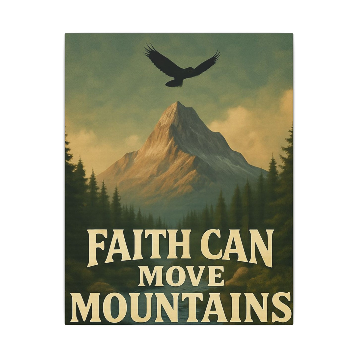 Motivational Wall Art Canvas, Inspirational Nature Decor, Faith Can Move Mountains, Living Room Wall Art, Home Office Decoration