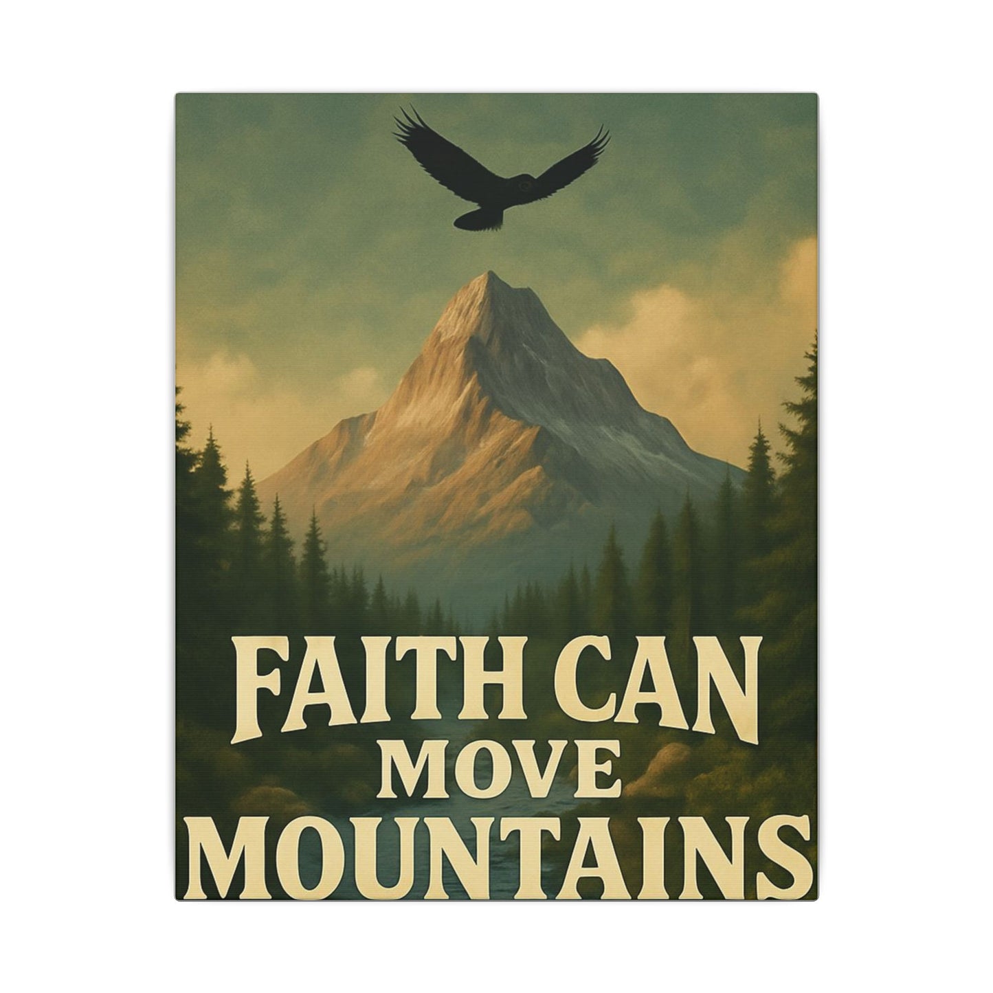 Motivational Wall Art Canvas, Inspirational Nature Decor, Faith Can Move Mountains, Living Room Wall Art, Home Office Decoration
