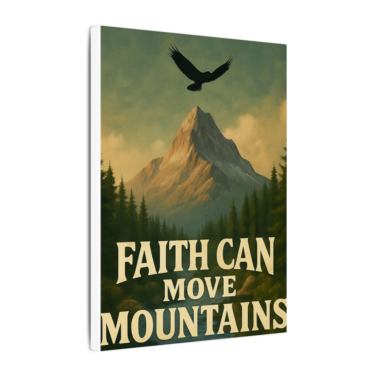 Motivational Wall Art Canvas, Inspirational Nature Decor, Faith Can Move Mountains, Living Room Wall Art, Home Office Decoration